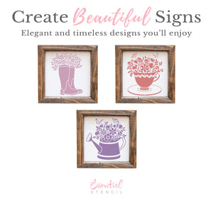 May Flowers Mini Sign Stencils (3 Pack)-Spring-Essential Stencil