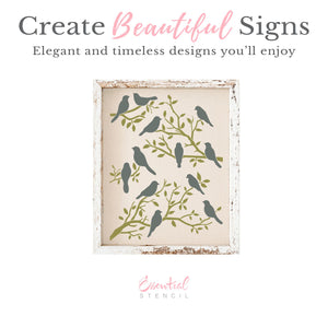 Perched Birds Stencil 12x16-Spring-Essential Stencil