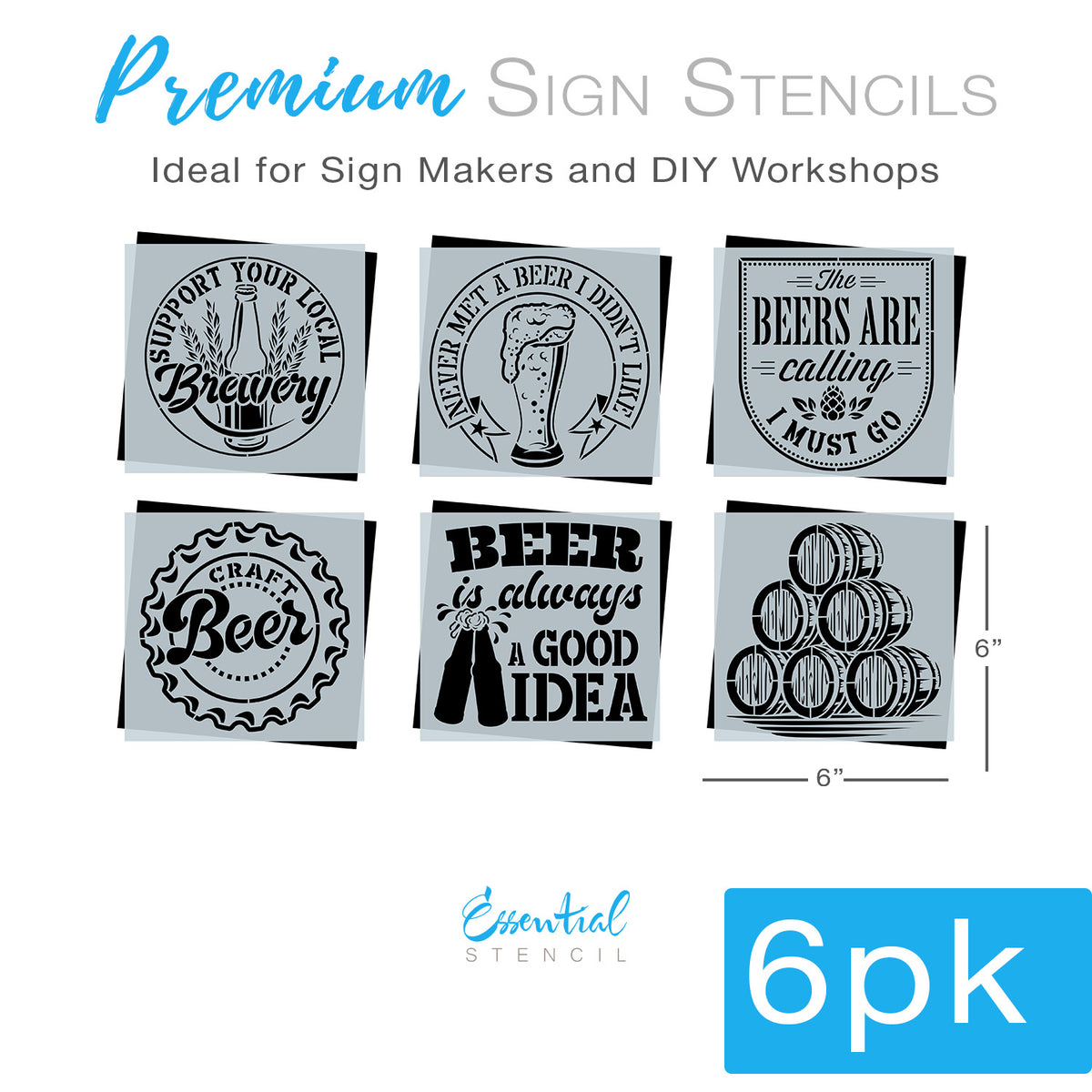 Beer Mini Sign Stencils (6 Pack)-Kitchen-Essential Stencil
