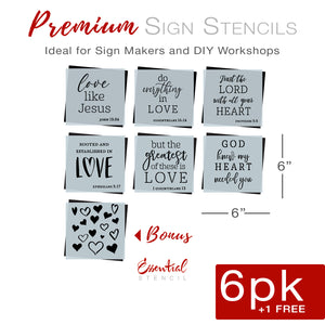 Love like Jesus Mini Sign Stencils (6 Pack) + Bonus-Valentine-Essential Stencil