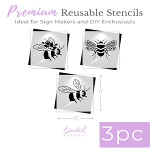 Flower Bees Mini Stencils (FREE GIFT $50+)-free_gift-Essential Stencil