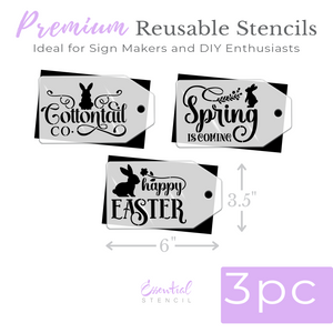 Cottontail Mini Tags 3.5x6 3pk Stencil-Easter-Essential Stencil