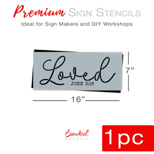 Loved John 3:16 Sign Stencil-Valentine-Essential Stencil