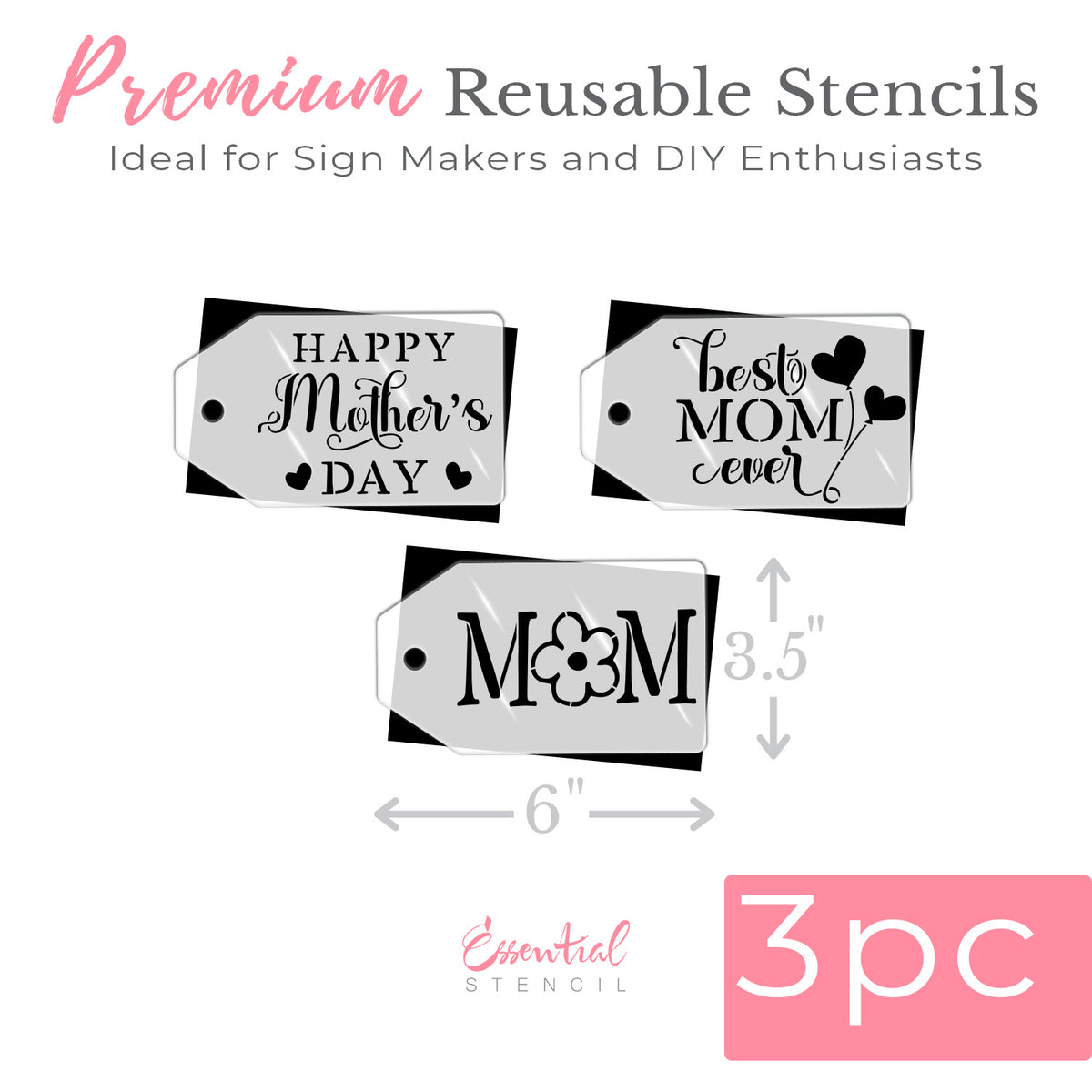 Mother's Day Mini Tags 3.5x6 3pk-Mother's Day-Essential Stencil