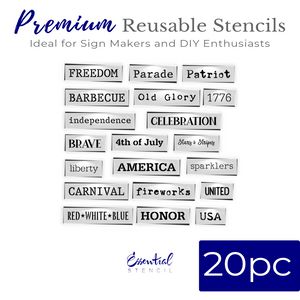 4th of July 1" Word Stencil Set – 20pcs-Patriotic-Essential Stencil