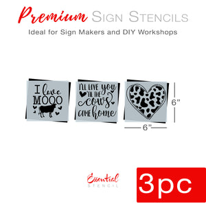 I Love Mooo Mini Sign Stencils (3 Pack)-Valentine-Essential Stencil