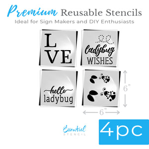 Ladybug Wishes Mini Stencil Set (4pcs)-Summer-Essential Stencil