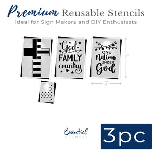 God Family Country Stencil Set (3 Pack)-Patriotic-Essential Stencil