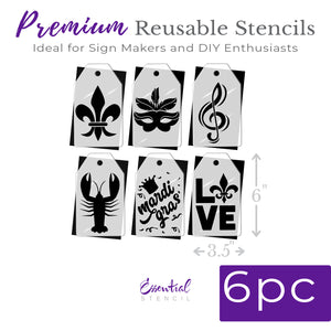 Mardi Gras Mini Tag Stencils (6 Pack)-Mardi Gras-Essential Stencil
