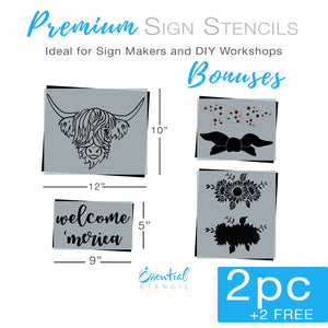 Summer Highland Cow Stencil-Sunflowers-Essential Stencil