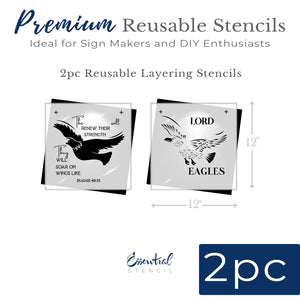 Patriotic Eagle and Flag, Isaiah 40:31 Stencil-Patriotic-Essential Stencil