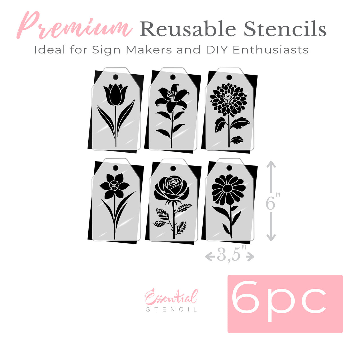 Flower Mini Tag Stencil Set (Bundle Exclusive Free Gift)-Spring-Essential Stencil