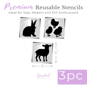 Bunny Chicks Lamb Mini Sign Stencils 6x6 (3 Pack)-Easter-Essential Stencil