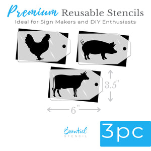 Farm Animal Mini Tags 3.5x6 (3 Pack)-Farm-Essential Stencil