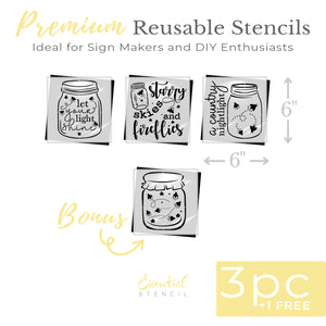 Starry Skies and Fireflies Mini Sign Stencil + Bonus Set-Stencils & Die Cuts-Essential Stencil