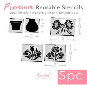 Customizable Potted Flowers Stencil-Mother's Day-Essential Stencil