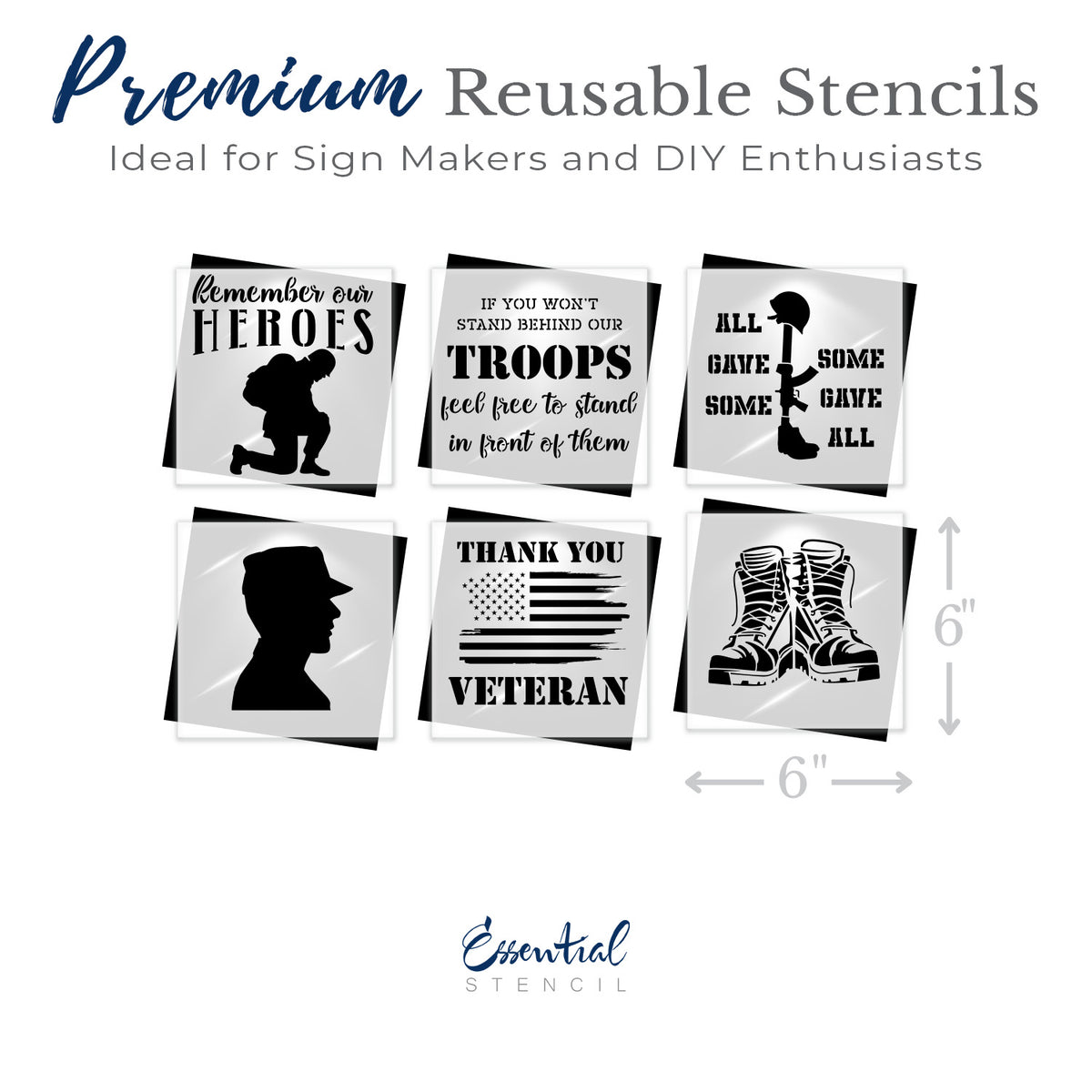 American Veteran Mini Sign Stencils (6 Pack)-Patriotic-Essential Stencil