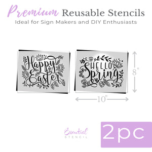 Floral Happy Easter 10x8 Stencil Set (2pk)-Spring-Essential Stencil
