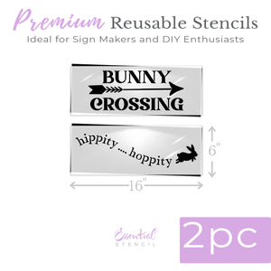 Hippity Hoppity Stencil 16x6 (2pk)-Easter-Essential Stencil