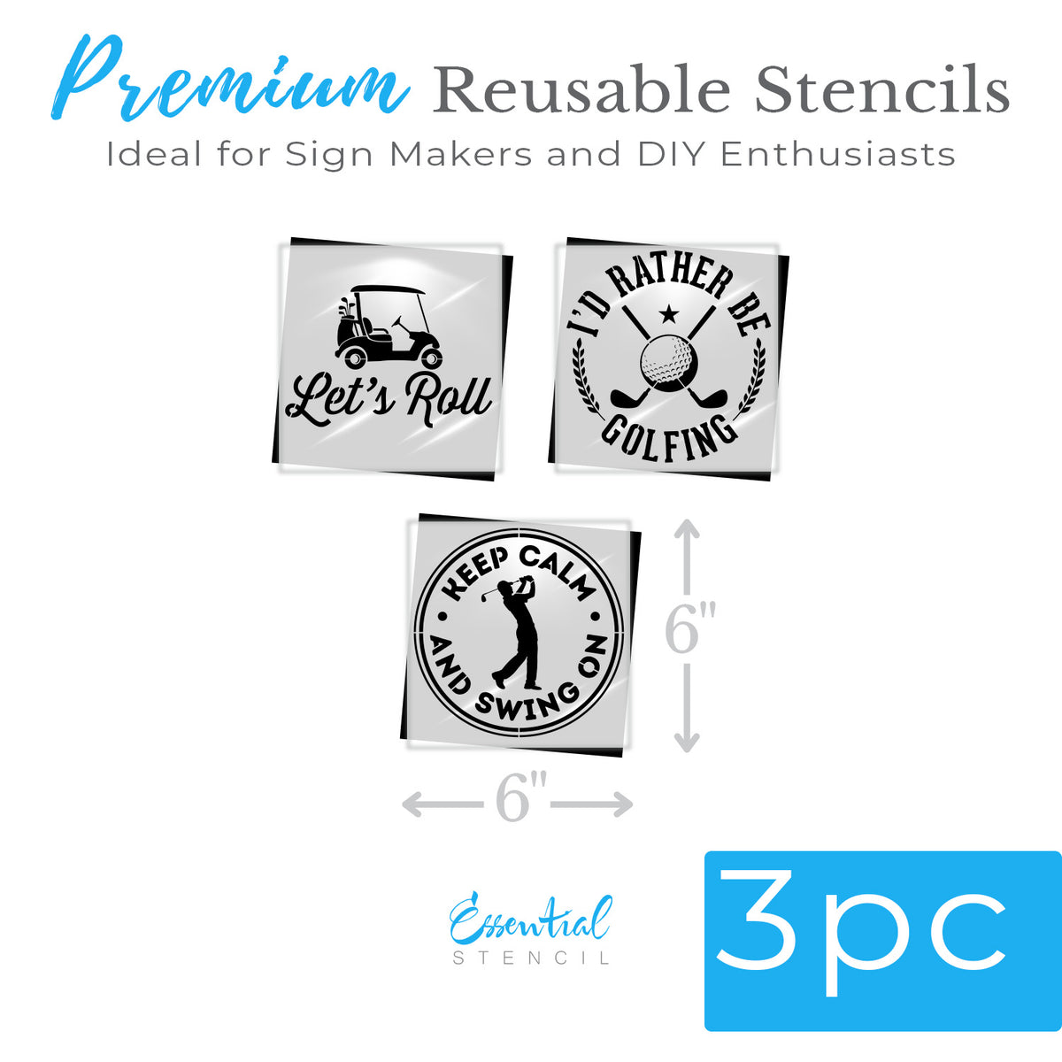 I'd Rather Be Golfing Stencil 3pk-Fathers Day-Essential Stencil