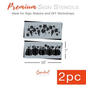 Pumpkins and Grapevine Sign Stencils (2 Pack)-Fall-Essential Stencil