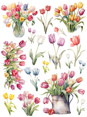Timeless Tulips Rub-on Transfer Set-Rub-on Transfer-Essential Stencil