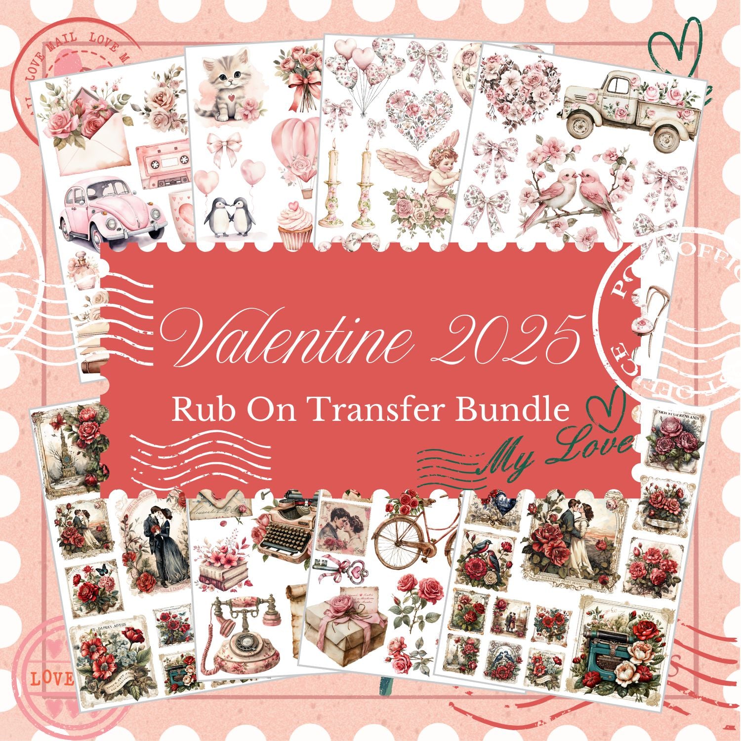 Valentine 2025 Rub-on Transfer Bundle-Rub-on Transfer-Essential Stencil