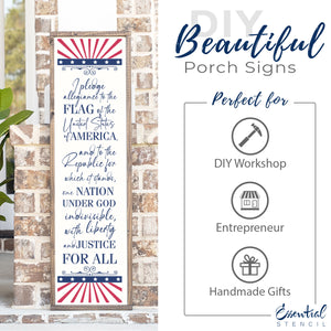 Pledge of Allegiance 4ft Porch Stencil-Patriotic-Essential Stencil