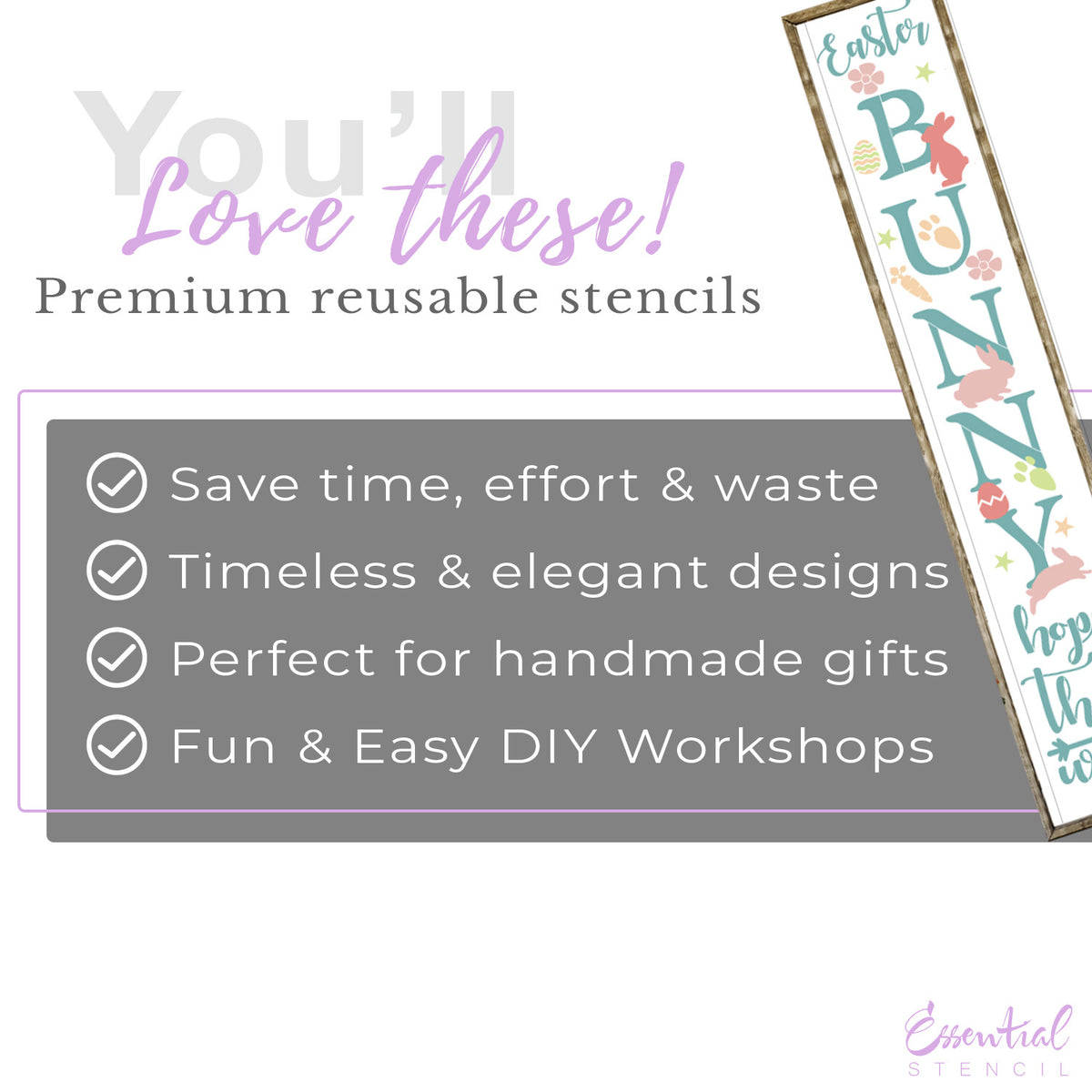 Easter Bunny Hop This Way 5ft Porch Board-Easter-Essential Stencil