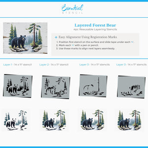 Layered Forest Bear Stencil-Fathers Day-Essential Stencil