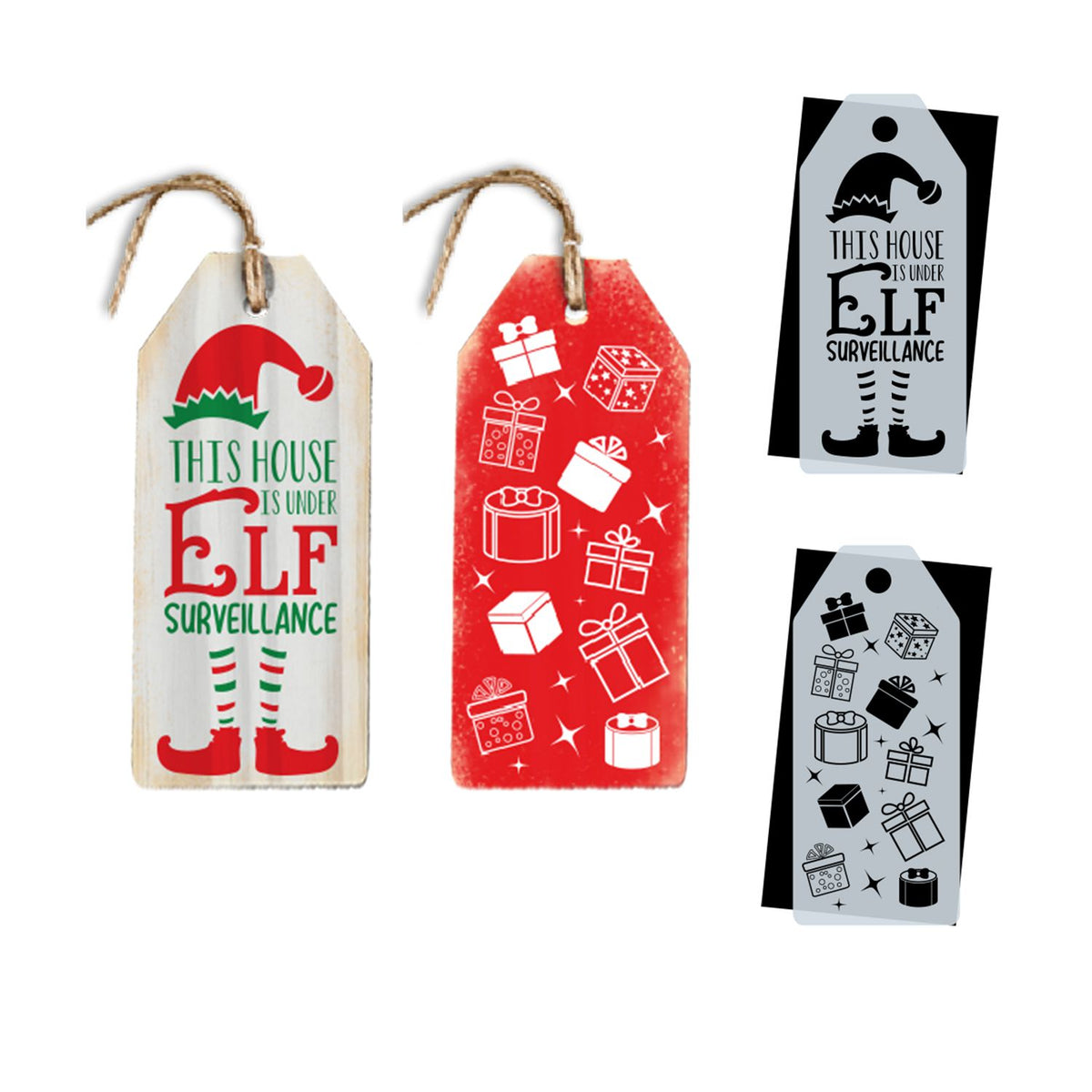 Elf Surveillance Large Tags (2-pack)-Christmas-Essential Stencil
