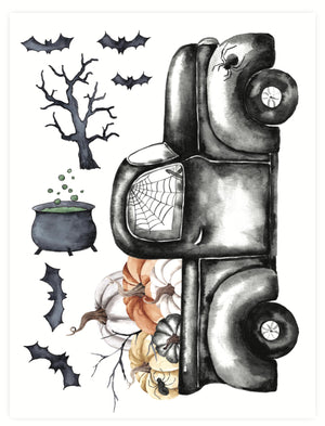 Halloween Gnomes and Truck Rub-on Transfer-Rub-on Transfer-Essential Stencil