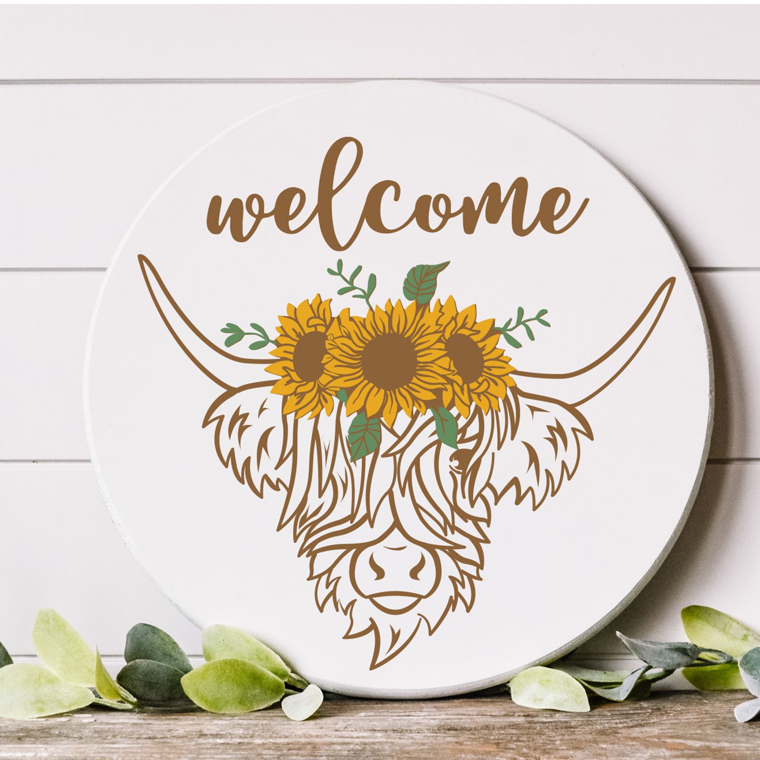Summer Highland Cow Stencil-Sunflowers-Essential Stencil