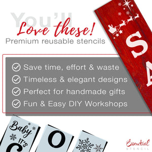 Reusable Santa Stop Here Vertical Sign Stencil, DIY Christmas Vertical Front Porch Leaner Signs