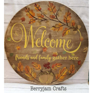 Oak & Acorn Welcome Door Hanger Stencil-Fall-Essential Stencil