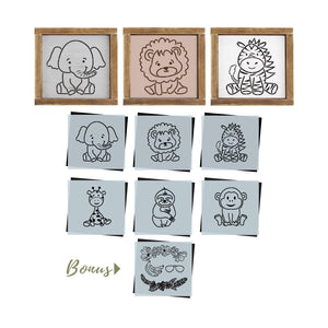Nursery Safari Animals Mini Stencil Set (6pk)-Summer-Essential Stencil