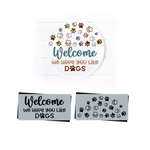 Welcome Dogs Round Sign Stencil-Pattern-Essential Stencil