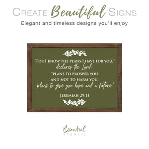 Jeremiah 29:11 Sign Stencil (Horizontal Orientation)-Pattern-Essential Stencil