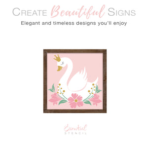 "Swan Princess" Sign Stencil (1pc) + Bonus-Summer-Essential Stencil