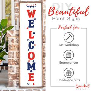 5ft Vertical Patriotic Welcome Stencil-Summer-Essential Stencil