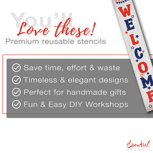 5ft Vertical Patriotic Welcome Stencil-Summer-Essential Stencil