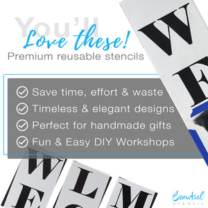 Reusable Farmhouse sign stencils for painting on wood, 5ft foot vertical welcome porch sign stencil, DIY Farmhouse decor