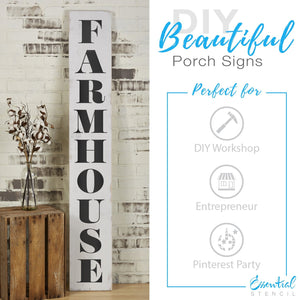 Reusable 5 inch Alphabet letter stencils for DIY Farmhouse wood signs, Ideal use: Vertical porch signs | Vintage, Country, Custom design, last name stencil, DIY Farmhouse Vertical Front Porch Leaner Signs