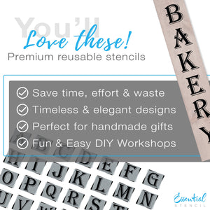 DIY reusable rustic farmhouse five inch Algerian letter set, 5in shadow font alphabet letter set, DIY farmhouse porch sign stencils