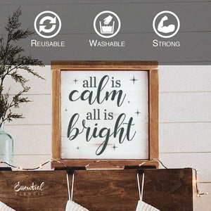 diy reusable farmhouse Christmas wood sign stencils, O' come all ye faithful wood sign stencil, all is calm all is bright wood sign stencil, O' Christmas tree with tree silhouette wood sign stencil