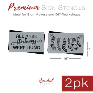 DIY reusable Christmas stencils for painting wood signs, all the stockings were hung stencil, hanging stockings stencils, stocking silhouette