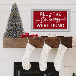 DIY reusable Christmas stencils for painting wood signs, all the stockings were hung stencil, hanging stockings stencils, stocking silhouette