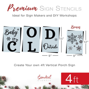 Baby It's Cold Outside 4ft Vertical reusable Stencil, DIY Christmas Vertical Front Porch Leaner Signs