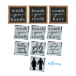 Bathroom Mini Sign Stencils (6Pk) + Bonus Set-Essential Stencil