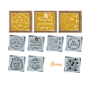 Bee you tiful Mini Sign Stencils (6 Pack) + Bonus-Spring-Essential Stencil
